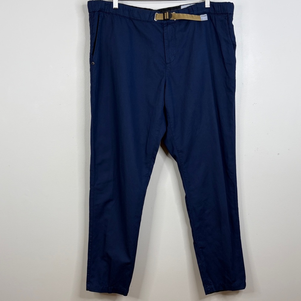 White Sand Utility Pants Men IT 54 US XL 40 x 30 Navy Blue Linen Cotton Stretch
